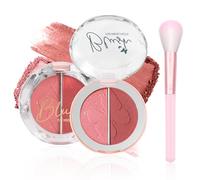 Prreal Powder Blush, 2-in-1 Color Blush with Matte and Shimmer, Radiant Blush Growing, Blendable Formula Powder Blusher Palette Eyeshadow, Fine Lightweight Face Blusher Makeup,#04