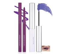 Prreal Purple Mascara and Eyeliner Pencil Set,4D Fiber Colorful Charming Wateproof Mascara,Lengthening,Volumizing,Party,Stage and Halloween For Women Makeup,03