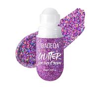 Prreal Roll-on Body Glitter Gel, Mermaid Sequins Glitter Face, Holographic Hair Glitters Makeup, Sparkle Body Shimmer for Liquid Eyeshadow Festival Party Rave Accessories,#14 Purple