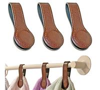 Prriudy 3 Pack Leather Towel Clips Bath Towels Hooks with Magnets Kitchen and Bathroom Accessory (Brown, 3 Pack)