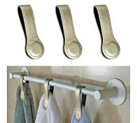 Prriudy 3 Pack Leather Towel Clips Bath Towels Hooks with Magnets Kitchen and Bathroom Accessory (Champagne, 3 Pack)