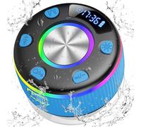 PRSCFUM Bluetooth Shower Speaker, Portable Bluetooth Wireless with Time Display, 2025 IPX7 Waterproof with Lights, Stereo Bass, Bathroom, Party, Travel, Outdoor, Blue