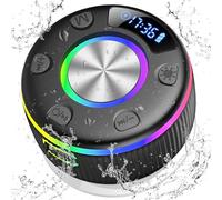 PRSCFUM Bluetooth Shower Speaker, Portable Bluetooth Wireless with Time Display, 2025 IPX7 Waterproof with RGB Lights, Stereo Bass, Mini Speaker for Bathroom, Party, Travel, Outdoor