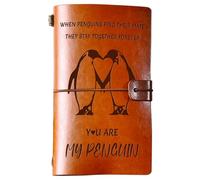 PRSENTLY Gifts for Her & Him, 144 Pages Leather Travel Journal Diary Penguin Gifts for Boyfriend Girlfriend Husband Wife on Wedding Anniversary Birthday Christmas Valentine's Day