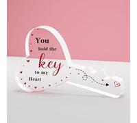 PRSENTLY Gifts for Her & Him, Heart-Shaped Key Plaque Gifts for Boyfriend Girlfriend Husband Wife on Wedding Anniversary Birthday Christmas Valentines Day