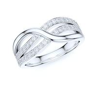 PRSTANI Silver Band Loop Infinity Simulated Round Brilliant Cut Diamond or Genuine Moissanite Cross Twist Knot Wedding Ring, Metal Sterling Silver Rhodium, Created Diamond