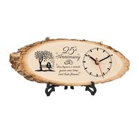 PRSTENLY 25th Anniversary for Her Him Men Women, 25th Wedding Anniversary for Couple Wooden Clock Present, Unique Gifts for Husband Wife Boyfriend Girlfriend I Love You Gifts Romantic Valentines Day