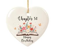PRSTENLY 50th Birthday Gifts For Women, 50th Birthday Gift For Her, Ceramic Hanging Heart Card Presents For Women, Card Gift For Mum, Presents For Mum Bestie Friend Sister Wife Female