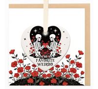 PRSTENLY Anniversary Card - Romantic Wedding Anniversary Card with Ceramic Heart Plaque for Husband Wife Boyfriend Girlfriend, Gifts for Her & Him on Birthday Christmas, YOU'RE MY FACORITE WEIRDO