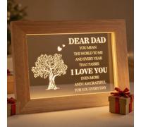 PRSTENLY Christmas Dad Birthday Gifts from Daughter Son, Best Dad Present Christmas Night Light Frame with Grateful Sayings for Daddy Thank You Father's Day Present