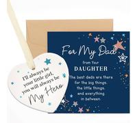 PRSTENLY Dad Birthday Card, Happy Birthday Daddy Card with Ceramic Heart Plaque, Gifts for Dad from Daughter Son, Presents for Father on His Birthday Fathers Day Christmas