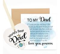 PRSTENLY Dad Birthday Card, Happy Birthday Daddy Card with Ceramic Heart Plaque, Gifts for Dad from Daughter Son, Presents for Father on His Birthday Fathers Day Christmas, World’s Best Dad
