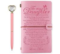 PRSTENLY Daughter Christmas Gifts from Mum, To My Daughter Leather Journal with Heart Diamond Pen Set, Birthday Gift for Daughters, Idea Daughters Gift for Mother's Day Graduation Wedding Present