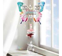 PRSTENLY Sister Gifts, Sister Birthday Gifts from Sister Friend Beautiful Butterfly Crystal Suncatcher, Friendship Gifts for Women Christmas Wedding Present for Window Home Garden Decor