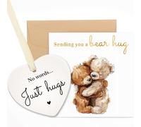 PRSTENLY Sympathy Cards, Thinking of You Card with Ceramic Heart Plaque, Bereavement Card Condolence Card for Loss of Mum Dad