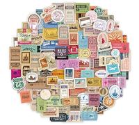 Prstincol 300 Pcs Vintage Travel Stickers - Ticket, Luggage, Journaling & Crafts Stickers for Laptop, Water Bottle, Album & Scrapbook