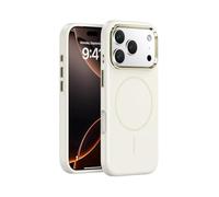 PRSTNN Metal Lens Frame Liquid Silicone Simple Pure Color Phone Case for 17 16 15 14 13 12 Pro Max 17 Air 16 15 14 Plus Wireless Charge Shockproof Cover,White,for iPhone 12 pro max