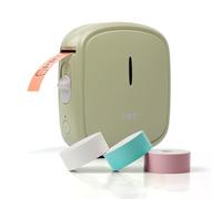 PRT Label Maker Machine with 3Roll Tapes (12M), Built-in Cutter Portable Bluetooth Label Printer, Handheld Sticker Maker with Multiple Templates for Home, School, Office Organization- Green