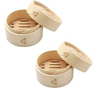 PRTECY 2 Set Natural Bamboo Steamer Bar Holder Bamboo Shampoo Bar Holder with Lid Handmade Eco-Friendly Soap Candy Case Box for Bathroom Shower Kitchen