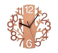 PRTECY Wooden Wall Clock Bird and Tree Wall Art Woodpecker Art Silent Wall Clock Battery Operated 3D Silence Hanging Clock for Kitchen Home Office Bedroom Living Room(B)
