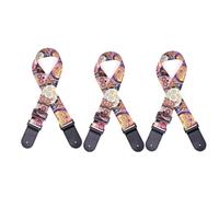 Prterver 3 Piece Skull Leather Nylon Fluorescent Print Folk Guitar Strap 7.1x7.1x3cm Electric Guitar Strap Acoustic Guitar Strap,E