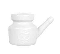 Prterver 350Ml Ceramic Neti Pot Nose Cleaning Pot Leakproof Spout Pot for Nasal Rinsing Nose Washing Men Women, White