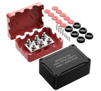 Prterver 500A Marine Busbar 48V Automotive Distribution Block High Current 6 Studs with Red Black Cover Yacht Auto Junction Box Easy Install