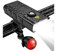Prterver 7000 Lumen Powerful Bike Lights Front and Back,5 LED Super Bright USB Rechargeable Waterproof Bicycle Headlight