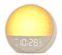 Prterver Alarm Clock, Wake-Up Light, White Noise Sound Machine with 30 Soothing Sounds, Dimmable Night Light, Natural Sunlight Lamp