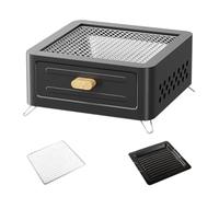 Prterver Charcoal Grill, BBQ Grill Folding Portable Smoker Grill, Barbecue Grill Desk Tabletop Outdoor Grill for Camping Picnics