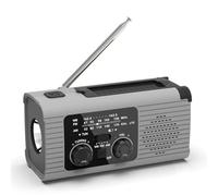 Prterver Emergency Radio Hand Crank Radio Multi-Function AM/FM/NOAA Solar Hand Crank Emergency Radio SOS Alarm 4000mah Gray