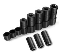 Prterver Taps for Sockets Adapter 70500 Tap for Socket Set, 8-Piece 1/4"& 3/8" Drive for Socket Wrench Set Use, 1/2"& 1/8" NPT Taps