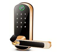Prterver Tuya WiFi Smart Fingerprint Door Lock App Remote Control Keyless WiFi Digital Touchscreen Lock NFC IP67 Gold