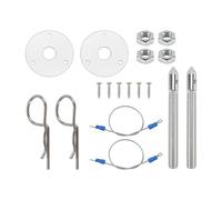 Prterver Universal Mount Bonnet Hood Pin Lock Kit Racing Sport Car Alloy Silver