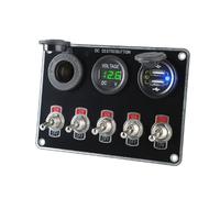 Prterver Waterproof Control Relay System Multifunctional 5 Gang Rocker Toggle Switch Panel USB Charger for Boat Truck RV for Circuit