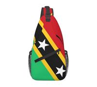 PRTYABS Cute Flag Sling Backpack Multipurpose Crossbody Sling Bag Travel Hiking Crossbody Shoulder Bag Backpack, St Kitts and Nevis Flag __Uh1017, One Size