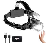 PRUBOVI Headlamp Rechargeable -100,000LM Bright LED HeadLamp, 40H Runtime, Waterproof Headlights for Forehead, 3Mode Headlight 90° Adjustable & Zoomable Headlamps for Adults Camping Fishing Hiking