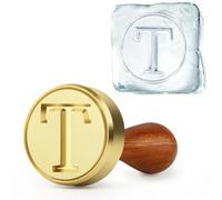 PrudoPex Ice Stamp for Ice Cube, 1.4 inch Custom Ice Stamp Maker for Whiskey Cocktails & Bar Drinks, T Letter Initials Brass Ice Stamp 3mm Depth