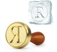 PrudoPex Ice Stamp for Ice Cube, R Letter Initials Brass Stamp 1.4 inch 3mm Depth, Ice Branding Stamp for Whiskey Cocktails & Bar Drinks