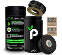 Prūf Jar with Built-In Humidity & Temperature Monitor (Hygrometer) - Airtight 500ml UV-Proof Glass Storage Jar with Silicone Seal - Humidity Control - Includes 2 Boveda 62% (8g) Packs - by Hygenix