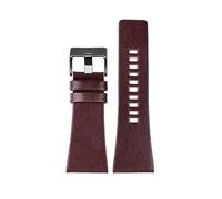 PRUJOY Leather Watchbands 26/28/30/32mm Oil Waxed Leather Watch Strap, A Dark Brown Black, 32mm