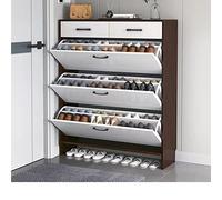 PRUJOY Shoe Cabinet Tipping Bucket Shoe Rack Storage Cabinet with 3 Flip Drawers for Entry 3 Tier Entry Concealed Shoe Rack (100 * 24CM)
