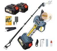Prunarbo 2-in-1 Cordless Electric Secateurs 50mm with Extension Pole, Long Reach Tree Pruner 1.3-2.5m, Heavy Duty for Thick Branch Cutting (PR-E50 Set)