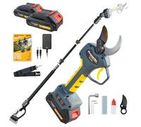Prunarbo 2-in-1 Electric Secateurs Cordless with Pole - 40MM Electric Pruning Shears 2 Batterie 2Ah Long Reach Cutter Tree Pruner for Gardening Tools - Fit for Makita 18V Batterie (PR-E40-Set)