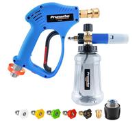 Prunarbo Foam Cannon and Short Pressure Washer Gun Compatible with Nilfish/Bosch Hose Quick Release Adapter, 1/4 Inch Quick Connect Car Wash Kit, 5 Spray Nozzle Tips, 1 Liter