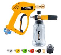 Prunarbo Stubby Pressure Washer Gun with Foam Cannon, Adaptor Compatible with Karcher K2-K7, 5 Spray Nozzle Tips, 1L Foam Bottle (PR-M02-B)