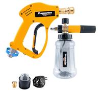 Prunarbo Stubby Pressure Washer Gun with Snow Foam Cannon, Adaptor Compatible with Karcher K2-K7, 6 in 1 Spray Nozzle Tips, 1L Foam Bottle (PR-M02-B)