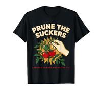 Prune The Suckers Serious Tomato Gardener Humor Value Graphic T-Shirt, Men, Black, L