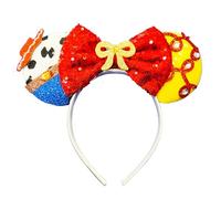 Prunend Mouse Ear Headband - Sparkle Sequin Bow Mouse Ears Hairband Cartoon Cowgirl Story Character Hairband for Girls Women Birthday Theme Party Decorations Trip Park Cosplay Costume Accessories