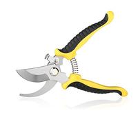 Pruning Shears Sharp Blade Bypass Hand Pruner - Garden Secateurs Professional High Carbon Alloy Steel Clipper for Branches Stems Tree Trimmer (Yellow)